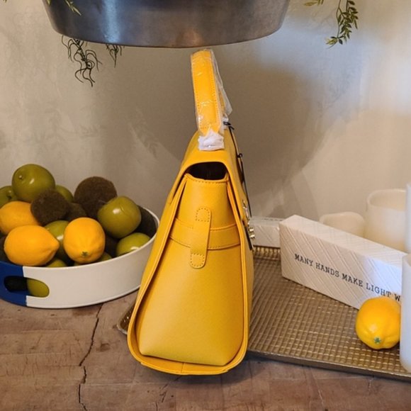 New with Tags Tru Trussardi Yellow Handbag - Picture 11 of 16